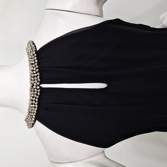 Express Black Dressy Preppy Beaded Neckline Dark Academia Blouse Size S - Picture 6 of 13